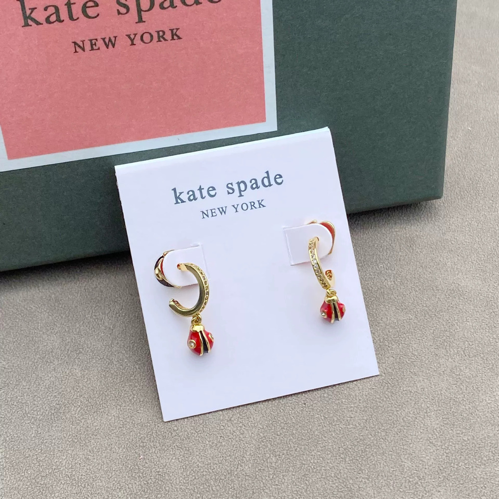 kate spade Ladybug Earrings Silver Post Enamel Pastoral Style